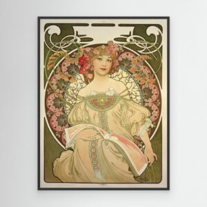 Alphonse Mucha Daydream canvas art print in a floating frame.